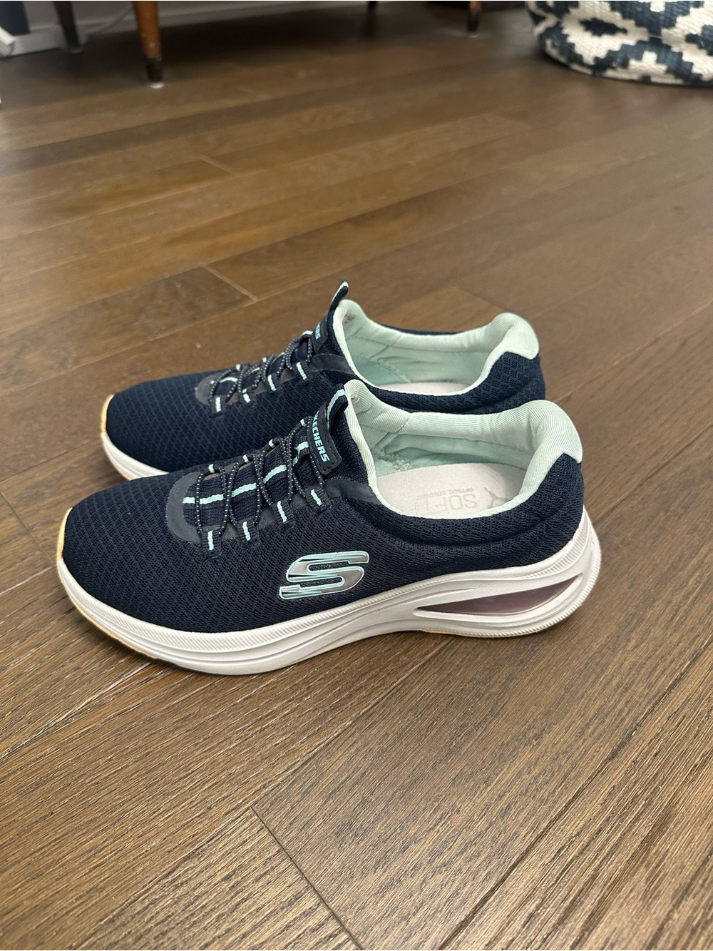 Skechers Navy and Mint Slip-On Athletic Sneakers
